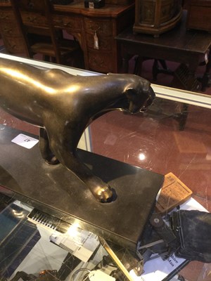 Lot 47 - A Marti Font bronze leopard, mounted on a...