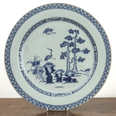 Lot 184 - Blue and white porcelain charger Chinese, 18th...
