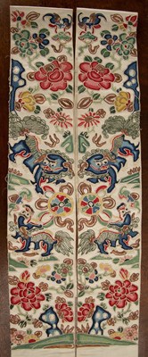 Lot 235 - Pair of Kesi silk sleeve panels Chinese, late...