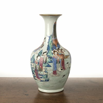 Lot 85 - Canton famille verte baluster vase Chinese,...