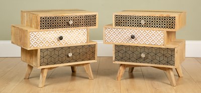 Lot 369 - A pair of modern geometric patterned side tables