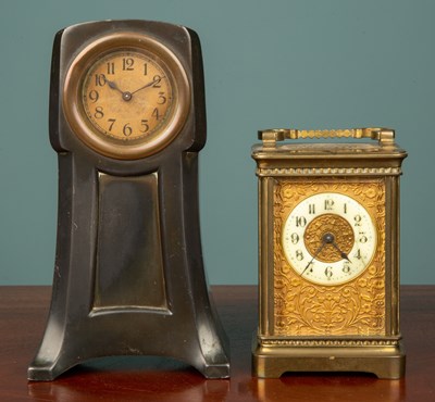 Lot 277 - French Carriage Clock & 1930s style clock