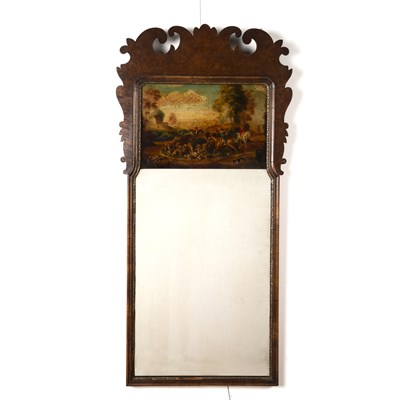 Lot 94 - Walnut fret wall mirror 18th Century style,...