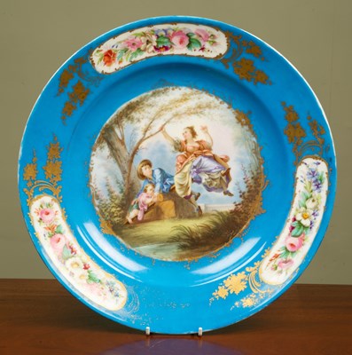 Lot 92 - A 'Sevres' style large plate, 33.5cm diameter