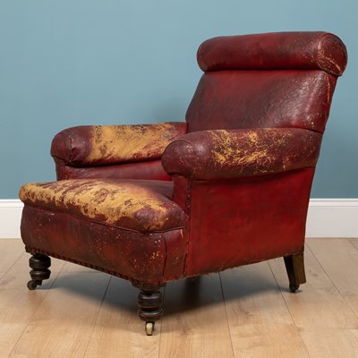 Lot 316 - A 19th century red leather armchair