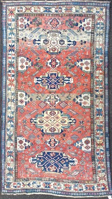 Lot 1060 - A Kazak rug, pastel blue and pink colours