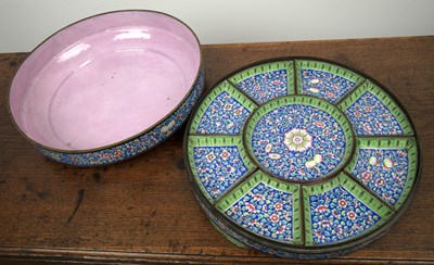 Lot 67 - Large Canton enamel hors d'oeuvre set Chinese,...