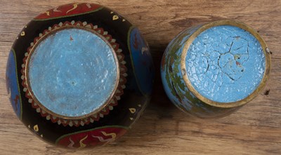 Lot 480 - Cloisonne vase of blue ground and a jardiniere...