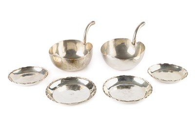 Lot 600 - A pair of Indonesian silver dishes, of leaf...