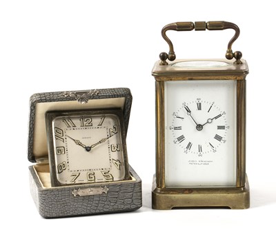 Lot 7 - A late 19th century French carriage clock, the...