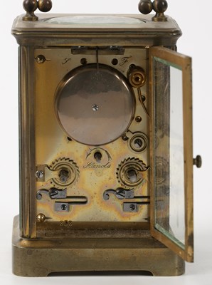 Lot 7 - A late 19th century French carriage clock, the...