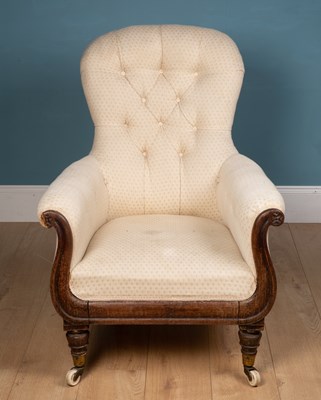 Lot 110 - A 19th century rosewood library armchair