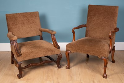 Lot 142 - A pair of similar Gainsborough style open armchairs