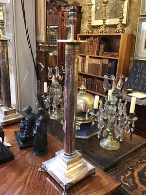 Lot 95 - A large pair of silver plated table lamps of...