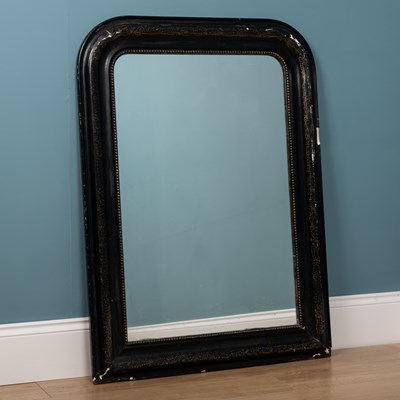 Lot 103 - A Victorian black painted overmantle mirror
