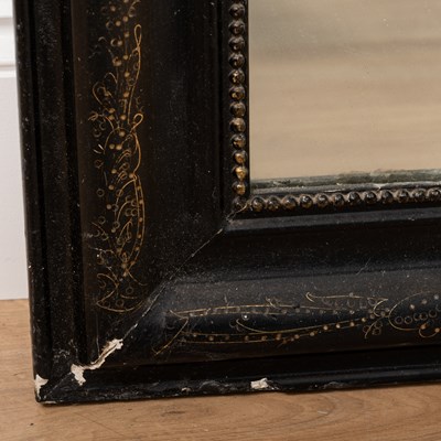 Lot 103 - A Victorian black painted overmantle mirror