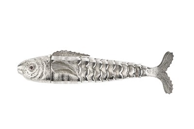 Lot 518 - A Continental silver articulated fish, the...