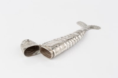 Lot 518 - A Continental silver articulated fish, the...