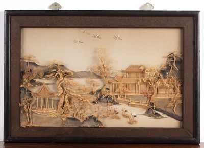 Lot 167 - Chinese cork diorama depicting a temple and...