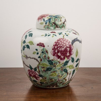 Lot 81 - Famille rose ginger jar and cover Chinese,...