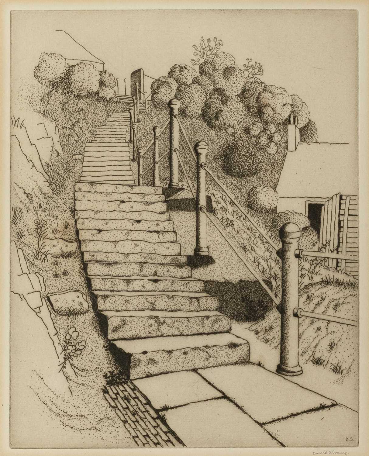 Lot 22 - David Strang (1887-1967) Village Steps signed...