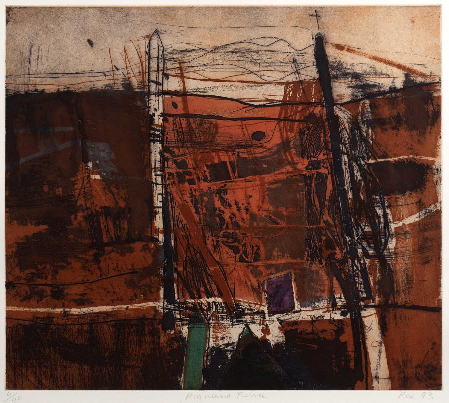 Lot 91 - Barbara Rae (b.1943) Highland Fence, 1993 6/40,...