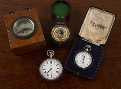 Lot 279 - Leather-bound compensated pocket barometer...