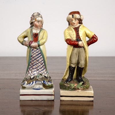 Lot 306 - Pair of creamware figures 19th Century, each...