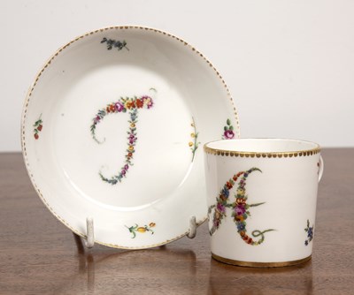 Lot 307 - Porcelain coffee can and saucer French, circa...