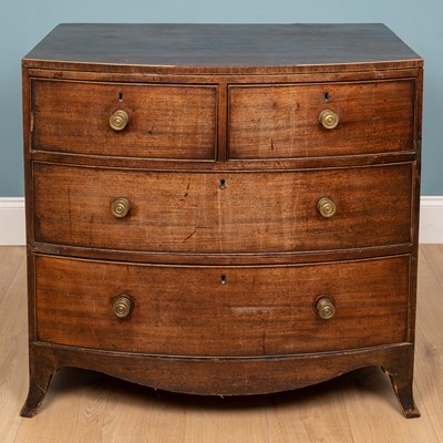 Lot 292 - A bow front chest of drawers, mahogany, two...