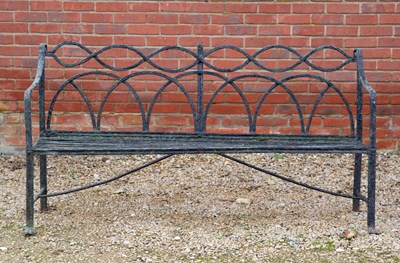 Lot 1159 - A Regency black painted wrought iron garden bench garden bench or seat