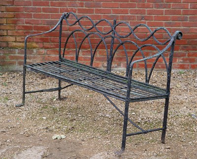 Lot 1159 - A Regency black painted wrought iron garden bench garden bench or seat