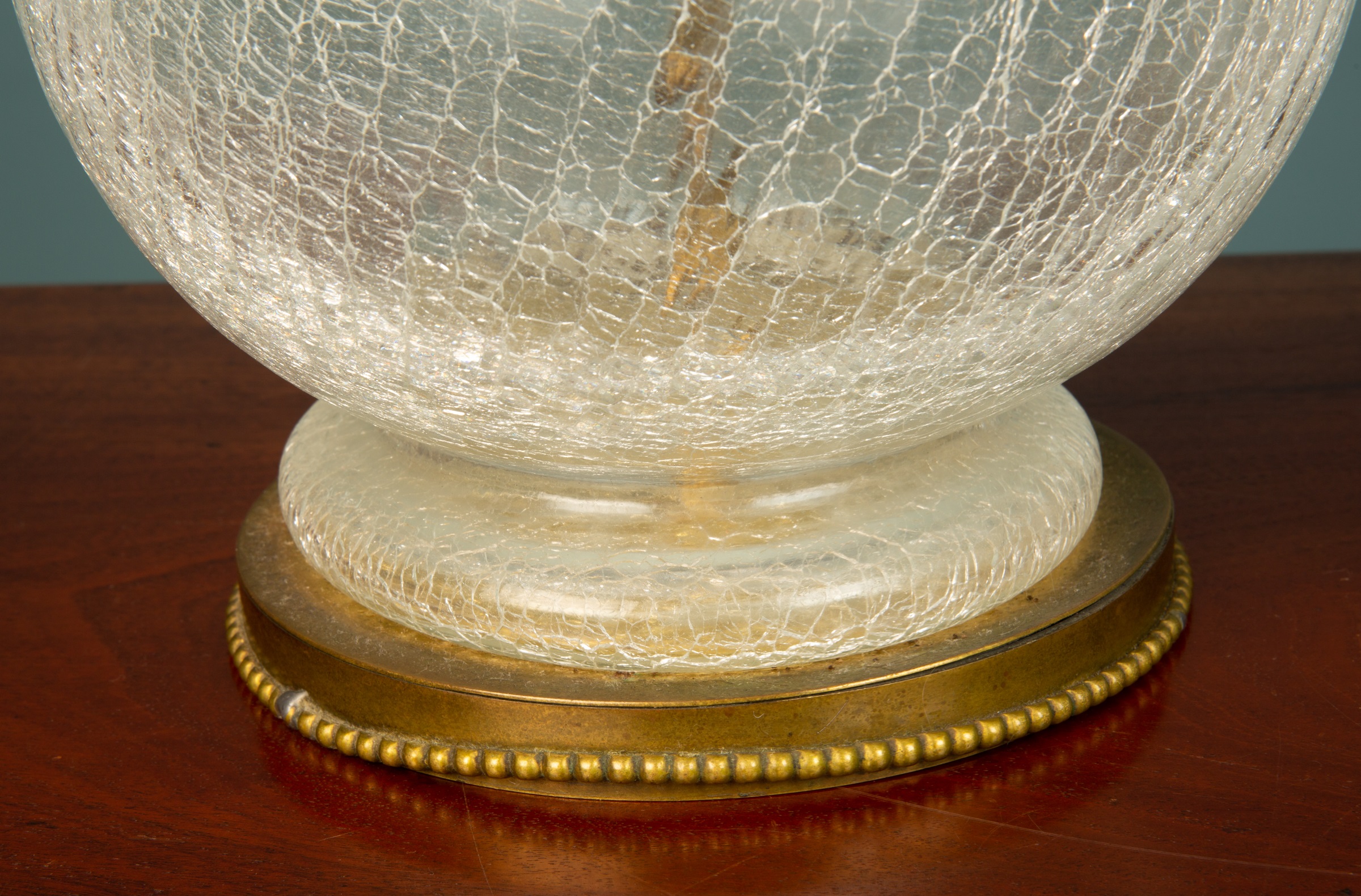 Lot 102 A pair of modern crackle glass table lamps