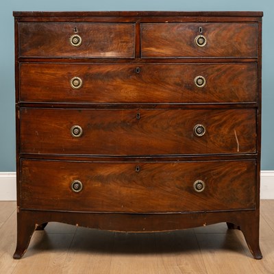 Lot 291 - A mahogany bow front chest of drawers, two...