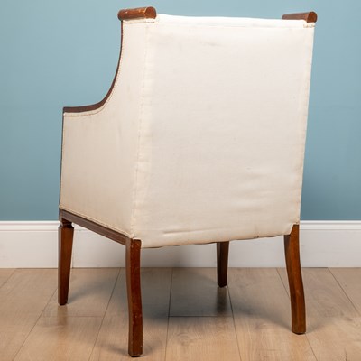 Lot 289 - A white armchair, with veneer design to the...