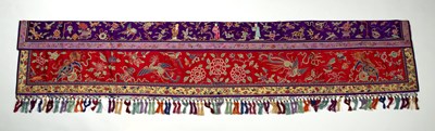 Lot 360 - Purple and red silk altar panel Chinese with...