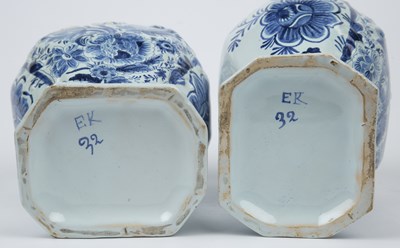 Lot 42 - A pair of 19th century tin glazed vases and...