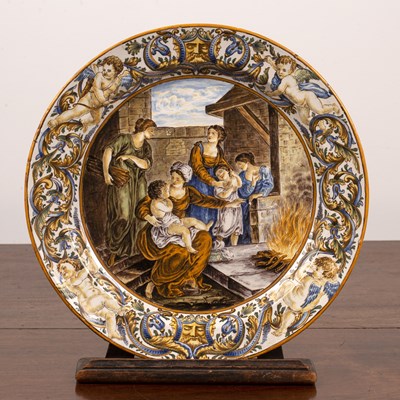 Lot 181 - Castelli maiolica dish 19th Century, decorated...