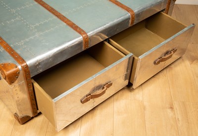 Lot 167 - A Timothy Oulton style large aluminium trunk,...