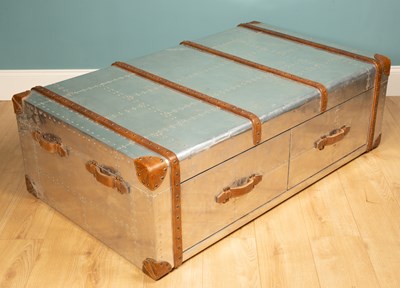Lot 167 - A Timothy Oulton style large aluminium trunk,...