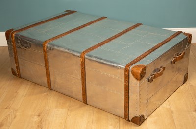 Lot 167 - A Timothy Oulton style large aluminium trunk,...