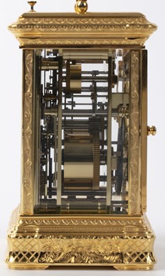 Lot 11 - A modern L'epée gilt brass carriage clock...