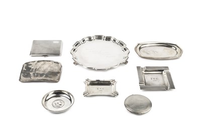 Lot 619 - A silver small salver, with piecrust border...