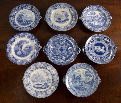 Lot 246 - Collection of eight blue and white ceramic...