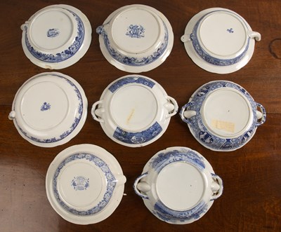 Lot 246 - Collection of eight blue and white ceramic...