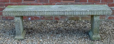 Lot 1163 - A cast reconstituted stone rectangular bench