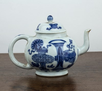 Lot 428 - Blue and white teapot Chinese painted with...