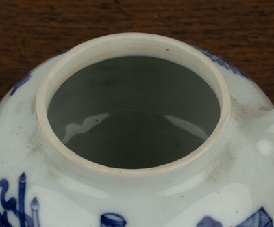 Lot 428 - Blue and white teapot Chinese painted with...