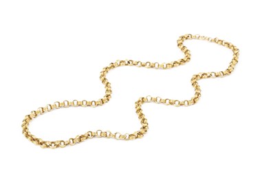 Lot 55 - A yellow precious metal fancy-link chain, of...