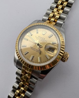 Lot 188 - A lady's stainless steel and yellow gold...